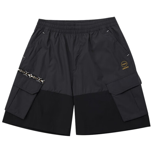 阿迪达斯 （adidas）裤子男装 春夏季新款ins潮时尚梭织工装裤跑步训练健身短裤 HC9737/黑色 2XL 建议195-215斤
