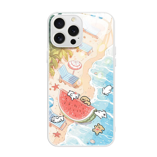 Beau Ten Cent (MSMF) Nouveau émoi de ligne de mer de mer Puppy Apple Téléphone Temperred Glass Hard Silicone Edge Soft Anti-Fall Lens Full-incluse Couchette Internet Cartoon Internet Convient pour les hommes et les femmes Couverture de protection [Glass Starry Silver] Puppy 1-BL844Y iPhone12Promax