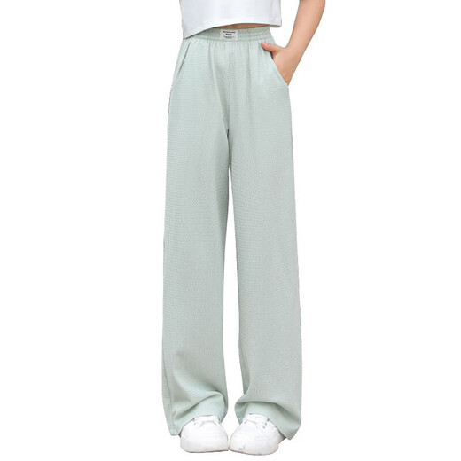
Ikano I.KARNOW girls wide-leg pants children's summer new ice silk pants girls casual suit thin pants big children's summer trousers 15277 blue 140