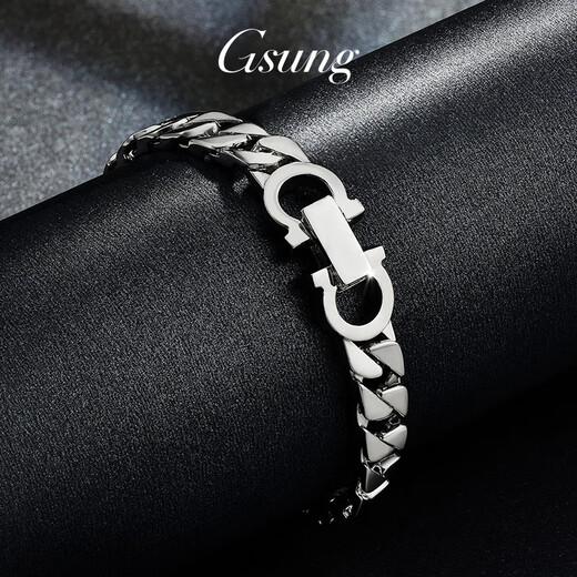 GsunG Platinum Bracelet Men's Cuban Bracelet New PT950 Platinum Bracelet Men's Solid Atmosphere Horsewhip Chain Clasp PT950 Bracelet Approximately 48g 19cm Reservation