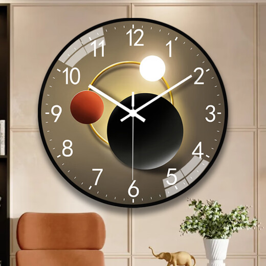 Rongke modern light luxury clock living room simple quartz clock living room wall wall home bedroom silent wall clock early education wall clock geometric light and shadow 14 inches [diameter 35 cm] recommended for living room