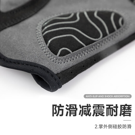 CAVALRY Bicycle Half Finger Gloves Summer Men's and Women's Road Bike Mountain Bike Cycling Shock Absorbing Breathable Cycling Equipment Black Orange L