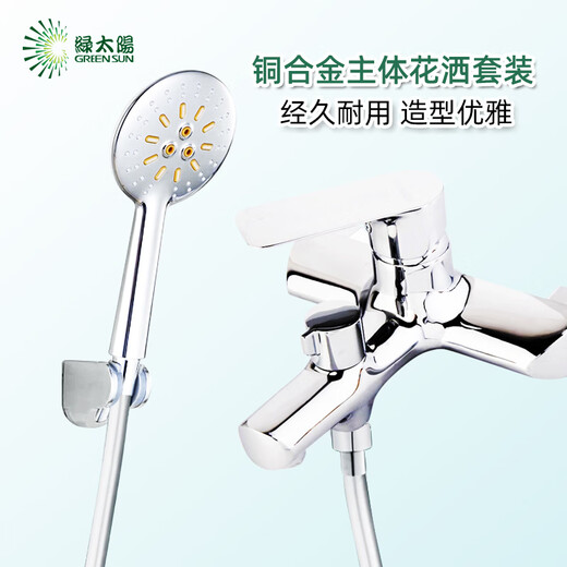 绿太阳 卫浴家用简易淋浴花洒套装铜冷热浴缸龙头手持花洒套装DS13008-2 EQ14108-3