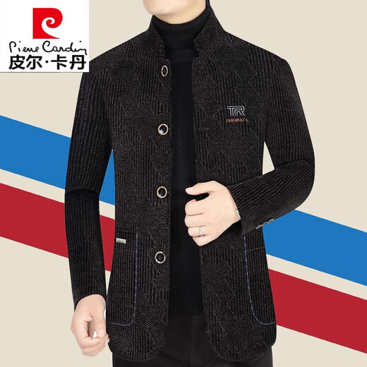 皮尔卡丹（pierre cardin）春秋季新款男装中山立领中年男士夹克衫高档羊毛呢子外套男爸爸装 225灰色 175/L(115-130斤)