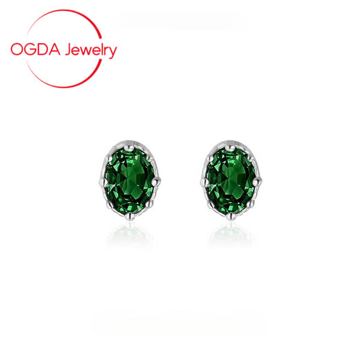 DL 1998 Fat Donglai same style emerald gemstone earrings 999 silver diamond earrings women's light luxury 2023 new style emerald earrings 999 silver