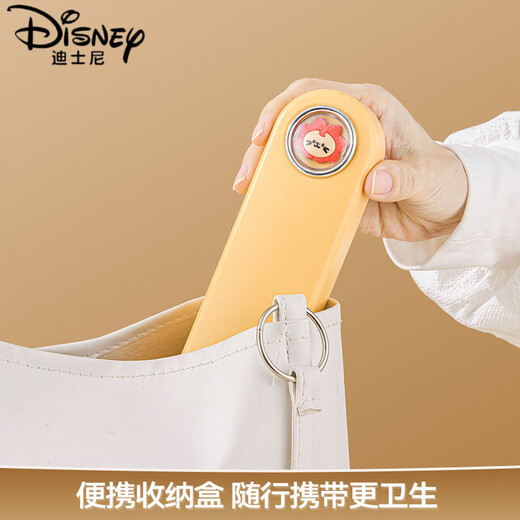 迪士尼（Disney）316不锈钢筷子勺子套装便携盒餐具儿童学生上学专用收纳盒三件套 兜兜熊元宝勺食品级316L不锈钢