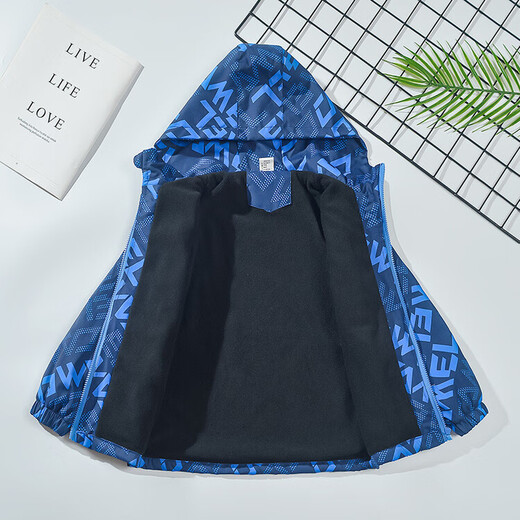 Disney children's jacket three-in-one autumn and winter plus velvet thickened children's clothing boys' jacket spring and autumn mid-to-large children's sportswear blue integrated velvet 9922 size 110 size recommended height 100-110cm Age 4-5