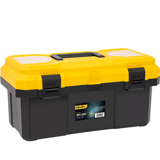 得力（deli）家用五金工具箱空箱加厚型多功能便携折叠手提电工维修收纳箱车载 18寸加强型塑料工具箱DL432618