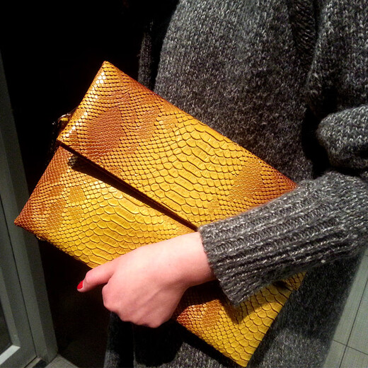 Coliar canguro sosteniendo la bolsa para mujeres 2023 coreano nuevo banquete banquete envasado patrón de serpiente de la cadena de bolsas de bolso gris