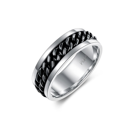 Longfengyuan platinum ring men's wide ring pt950 chain ring rotatable plate ring gift for boyfriend and husband ring 17 (15.1g)