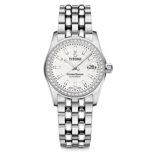 Plum Blossom (Titoni) Série Swiss Watch Universe Série Automatique mécanique en acier Watch pour femmes Haoshi 27 mm [cadeau chinois de la Saint-Valentin] Plaque en argent 729 S-DB-695