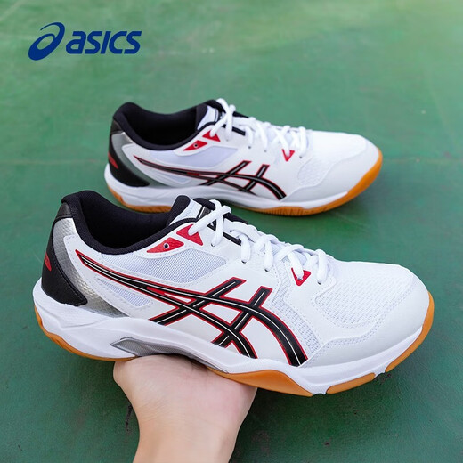 ASICS Feather Shoes Men's Shoes GEL-ROCKET 10 New Cushioning, Wear-Resistant and Breathable Professional Training Sports Shoes White Orange (Officially Authorized, Ready for Quick Delivery) 39