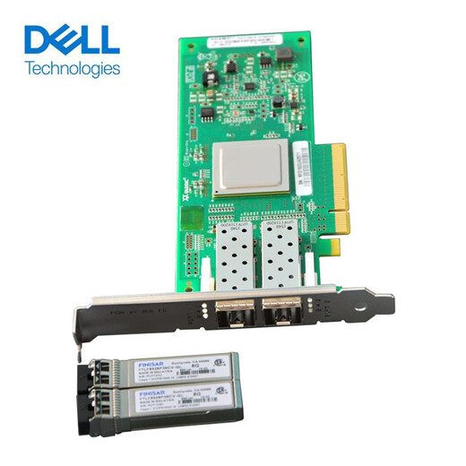 Dell (DELL) HBA fiber channel card PCI-E SFP+ module network card compatible with multi-brand servers Qlogic QLE2562 dual port 8GB including module, including half-height + full-height blanks