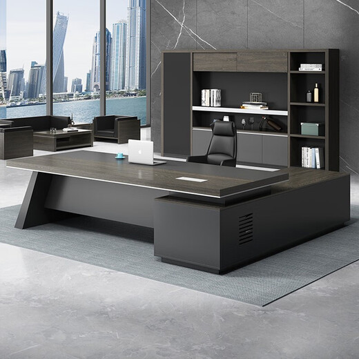 Meixuange Furniture Boss Desk Desk Simple Modern Panel Executive Desk Supervisor Manager Desk President Desk Office Desk and Chair Combination Set 2.4m Table + Chair + 6 Door Cabinet