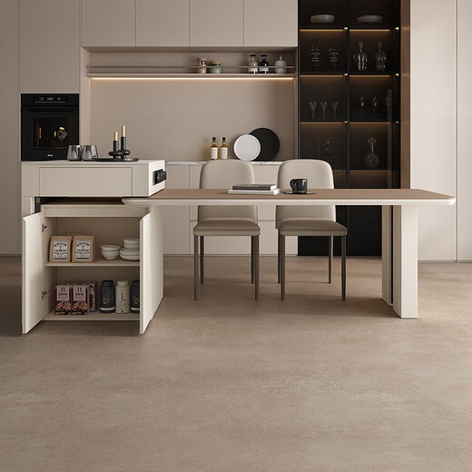 Fanyi open guide table dining table sideboard integrated household retractable slate dining table tea table dual-purpose island table dining island table 2.08-2.65 meters retractable island dining table