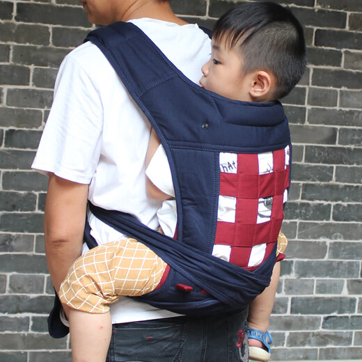 Baby Strap Back Style Baby devant le bébé Baby à broder simple Sac traditionnel Big Child Turban tenant bébé Lotus bleu foncé (broderie) Four Seasons