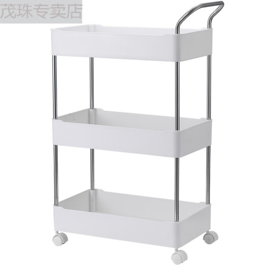 Space Master Storage Rack Crack Storage Rack Multi-layer Floor-standing Trolley Under Kitchen Table Bedroom Dormitory Cosmetic Bedside Snack Rack White Small (with Detachable Wheels) 2-Layer