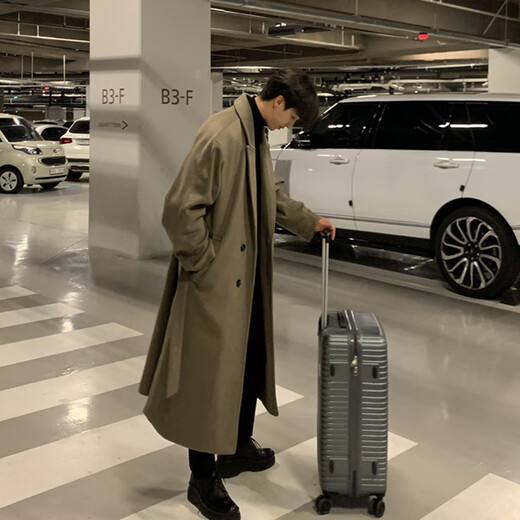 Yisichen Black Warrior cityboy Cthulhu windbreaker men's German-style coat winter thickened Korean long woolen coat black L