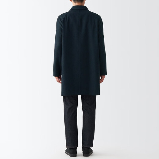 无印良品 MUJI 男式 羊毛混 短外套 毛呢大衣 男士男款外套 ADF02C2A 深藏青色 L (175/100A)