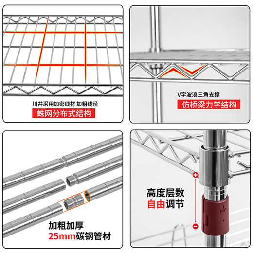 Kawai (WELLAND) kitchen rack storage rack floor-standing household racks four-layer living room storage racks 15006001200mm