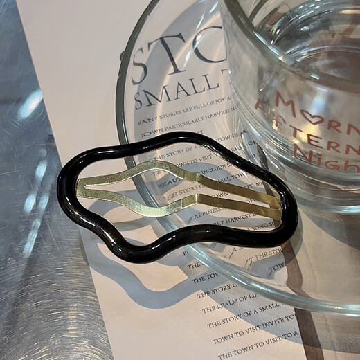 Jiuweiya hair clip women's back bangs forehead side clip hollow broken hair clip one-word clip broken hair bb clip headdress JYFJ092 cloud hair clip black