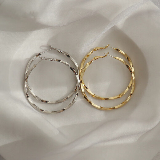 Youfang simple hoop plain hoop earrings for women niche design cold style ear hoop earrings 2025 new trendy silver pair