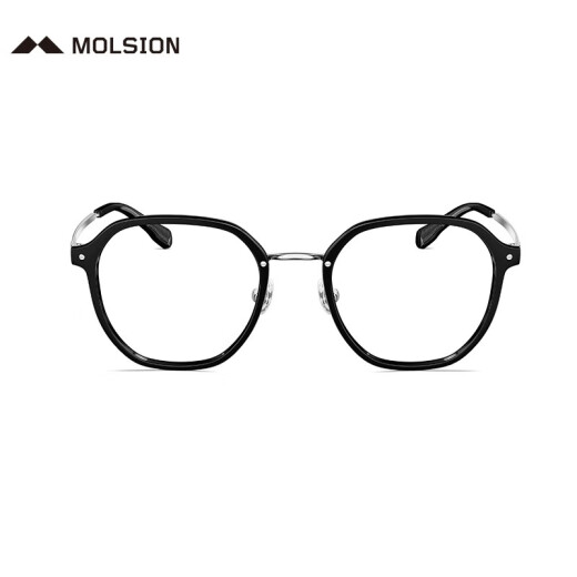 Mosen (Molsion) myopia glasses frame for men Xiao Zhan, the same style of glasses frame, can be matched with myopia glasses MJ6172 Selected B15-Silver bright black This item is only a single frame-support trial