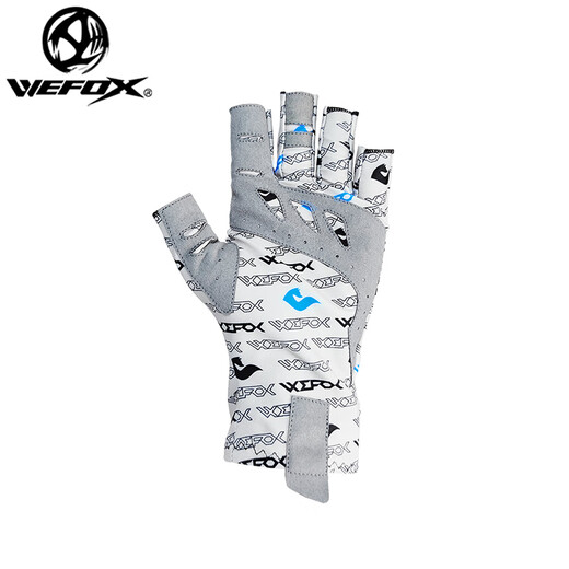 WEFOX WEFOX ice silk fishing gloves outdoor cycling breathable quick-drying five-finger ice silk Luya half-finger gloves wcx-4016 letter gray M
