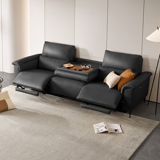 Gujia Home (KUKA) zero-to-wall electric sofa living room 6196 Napa oak coffee 3 persons 2 electric + 7097 coffee table corner table