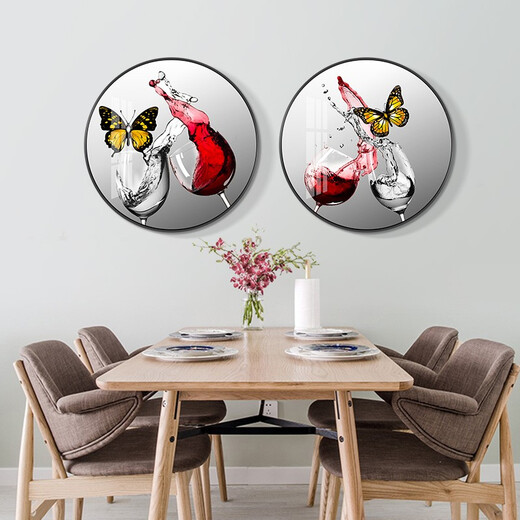 
Mo Hua Lulin Restaurant Decorative Painting Modern Simple Dining Table Hanging Painting Restaurant Mural Entrance Entrance Entrance Cabinet High-end Painting Dining Room Jiuyu Picture 05 Pair of Wine Ding Song 12354 Crystal Porcelain Painting-diameter 40 black frame (gold frame requires notes