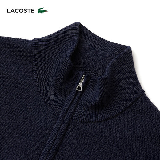 LACOSTE French crocodile men's wearable solid color wool sweater sweater zipper stand collar jacket | AH1955 166/navy blue regular M 4