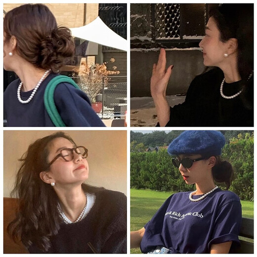 Xuanxian classic freshwater pearl French necklace mother chain freshwater ak pearl domestic product light 45cm