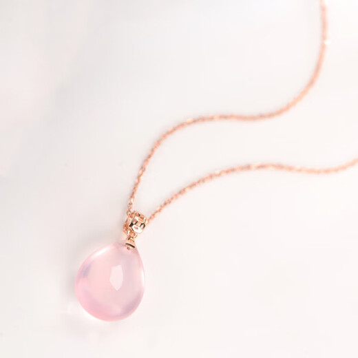 Avani rose gold necklace for women 18K gold diamond hibiscus stone pendant for women pink crystal drop-shaped pendant water drop beauty pendant single pendant