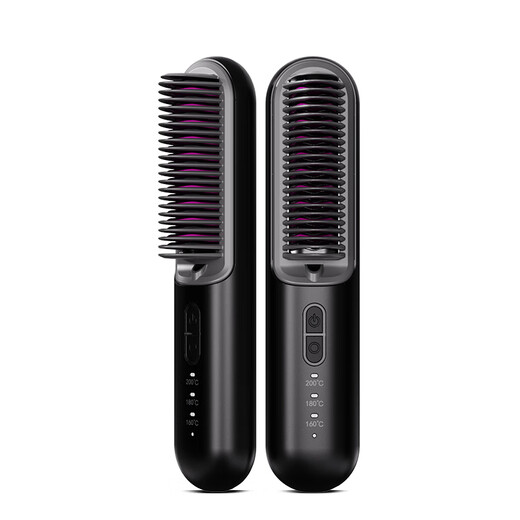 Jindao wireless hair straightening comb, portable 60 million negative ions to improve frizz, splint curling wand, high cranium fluffy comb, rechargeable birthday gift KD382S black travel essential