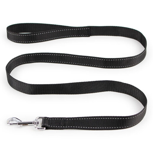 Duoqu reflective silk single flat belt dog leash, dog walking rope, dog leash, pet leash, dog leash, black 2.5*120cm