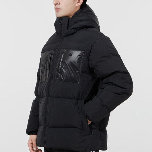 阿迪达斯 （adidas）三叶草男装羽绒服套装2025春季新款宽松连帽保暖外套三条纹长裤 拍下单件羽绒服H13564 2XL