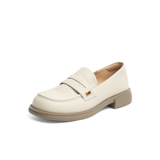 
Red Dragonfly Loafers Women's Spring New Style One-Standard Women's Shoes Thick Heels British Style Small Leather Shoes Women's Singles Shoes WLB14137 Beige 37