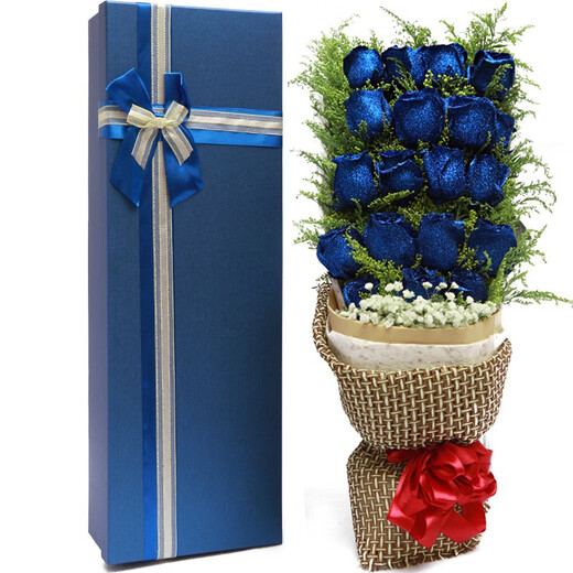 Laiji Valentine's Day flower express rose gift box bouquet to express love to girlfriend birthday gift nationwide delivery 19 blue enchantress gift box never fades love
