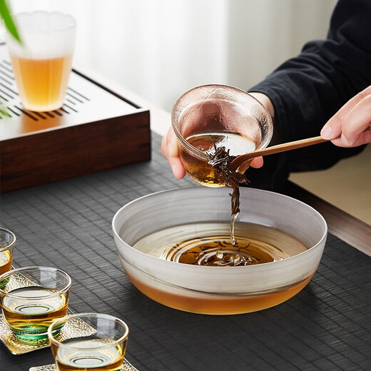 美斯尼玻璃茶洗大号水孟家用水洗杯洗笔洗茶渣缸干泡茶具茶道配件 雾隐茶洗 1050ml