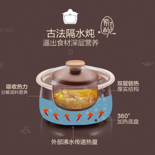 Bear electric stew pot, electric stew pot, water-proof stew pot, soup pot, electric casserole, purple casserole, baby porridge pot, health artifact, can be reserved and scheduled A25Z12.5L