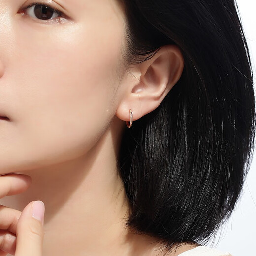 Ming brand jewelry 18K gold earrings for women, colored gold rose gold plain hoop mosaic earrings CSH0170 pricing 18K gold earrings, about 0.94-1.19 grams