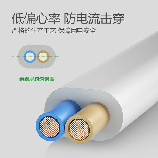 Bull wire original socket power cord 3-core two-core soft wire pure copper three-core 2-core sheathed wire 3C certified national standard rvv cable 2 core 1 square meter thick 1 meter (it takes a few meters to take a few uncut pieces)