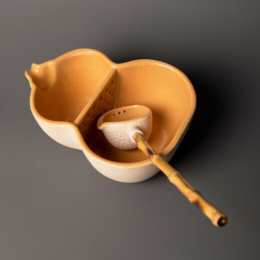 
Rongshantang coarse pottery white mud ancient method cans tea milk tea surrounding the stove tea boiler gourd teapot electric pottery stove teapot set coarse pottery white mud tea bowl-Fulu double full 1050ml