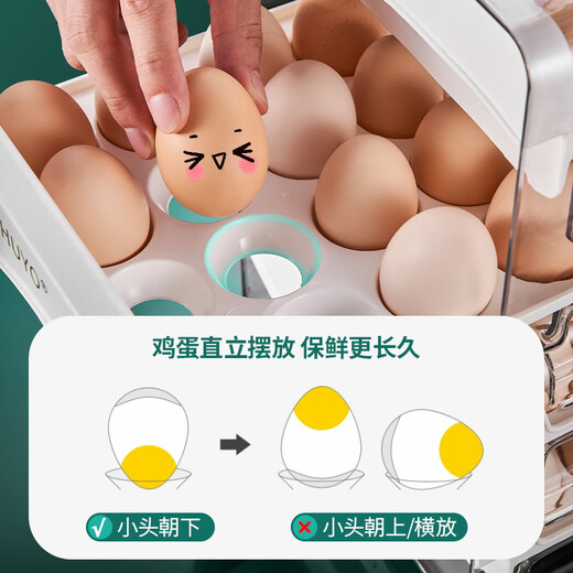 HUYO egg storage box fresh-keeping storage box for refrigerator, special storage box for eggs in kitchen, double-layer drawer-type egg tray home, egg storage box, double drawer 40 compartments