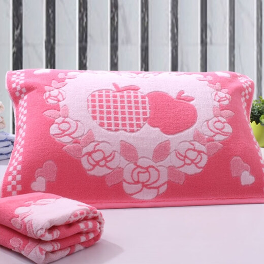 卟橡老上海枕巾老式枕巾加厚加大一对装柔软卡通不掉色 十字花咖色[一对装] 50*73cm