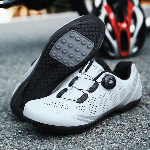 Yi Lightning Road Bike Locking Shoes Non-locking Men's Cycling Shoes Breathable Hard-soled Cycling Casual Lockless Mountain Bike Shoes Women's Assistance T27 White Unlocked Standard Code 41