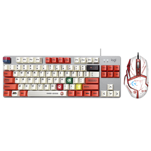 
Logitech G502 HERO master wired mouse gaming mouse chicken-eating mouse K835 mechanical keyboard TTC axis mechanical keyboard macro programming gaming mouse set K835 blue axis-red and white keycap + G502-red and white sticker model