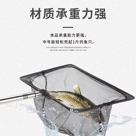 鱼多趣 不锈钢鱼捞中号 可伸缩渔捞鱼网手抄网家用小鱼捞网钓鱼专用渔网