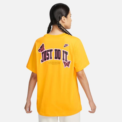 耐克（NIKE）T恤女装 2025春季新款时尚蝴蝶印花短袖棉质舒适透气圆领运动t恤 FD2548-739 L (165/88A)