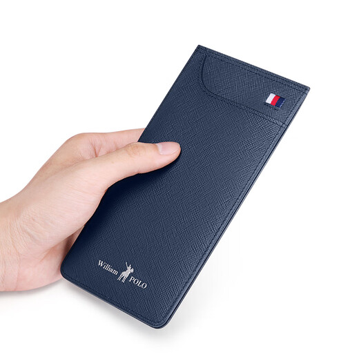 WILLIAMPOLO Emperor Paul Card Bag Men's Multi-card Slot Genuine Leather Long Ultra-Thin Card Bag Bank Card Case Card Clip Out of stock Do not take photos - A black - with large banknotes - 18
